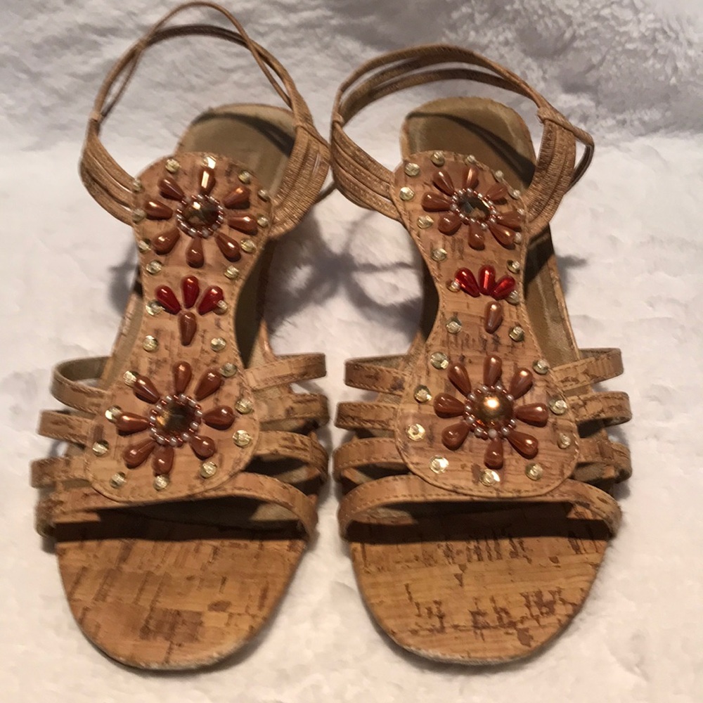 Covington Brown Floral Beaded Sandals